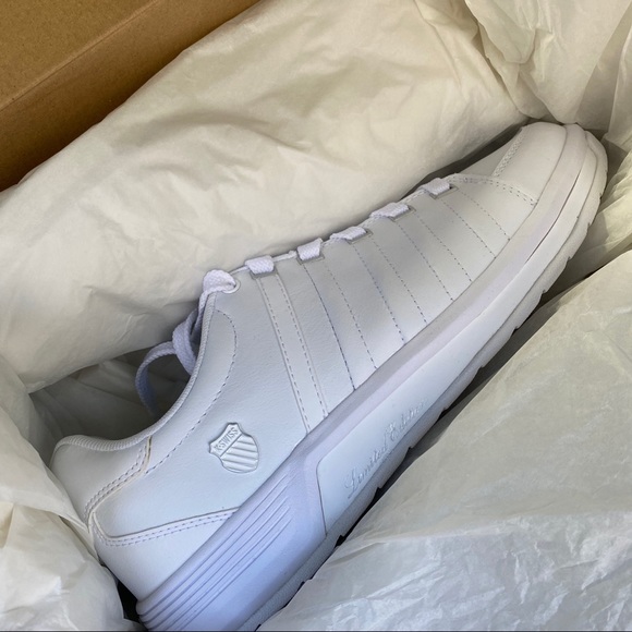 K-Swiss white leather stripe Berlo II sneaker shoe - Picture 7 of 9